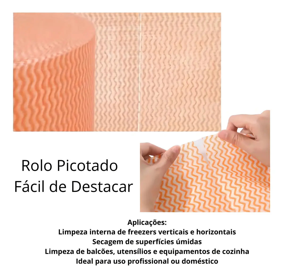 Pano Multiuso Limtech Wave - 33cm X 300m - 600 Folhas - 45g/m² - Laranja