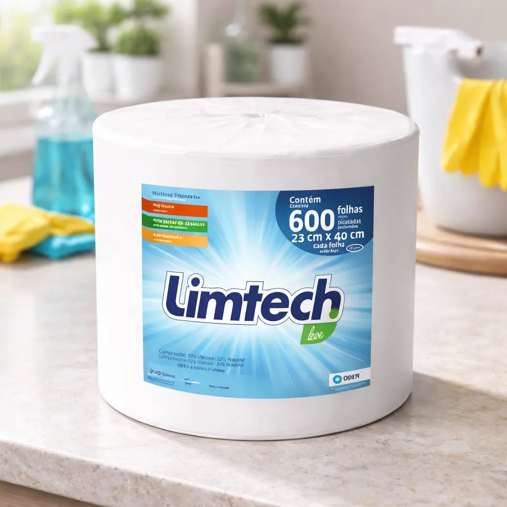 Pano Multiuso Limtech - 23cm X 240m - 600 Folhas - 35g/m² - Branco