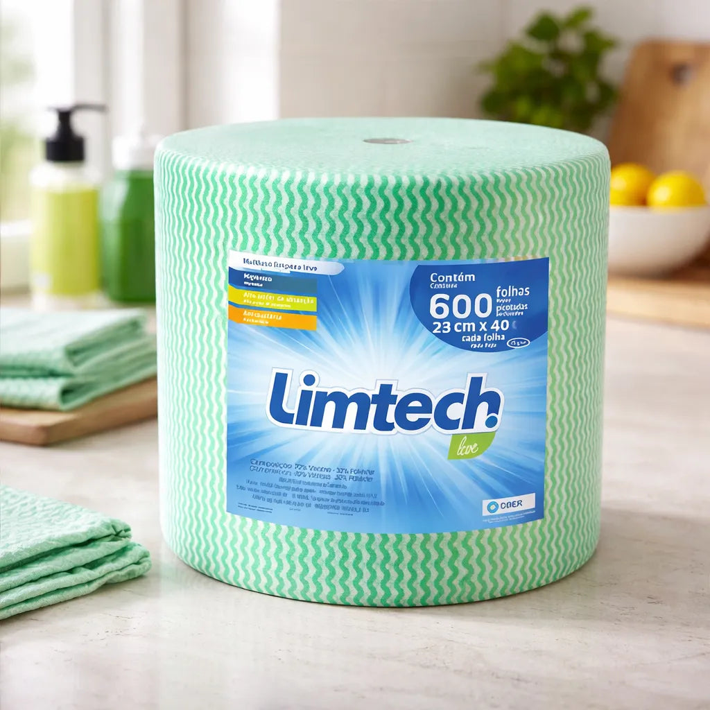 Pano Multiuso Limtech - 23cm X 240m - 600 Folhas - 35g/m² - Verde