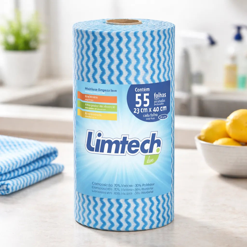 Pano Multiuso Limtech - 23cm X 22m - 55 Folhas - 35g/m² - Azul