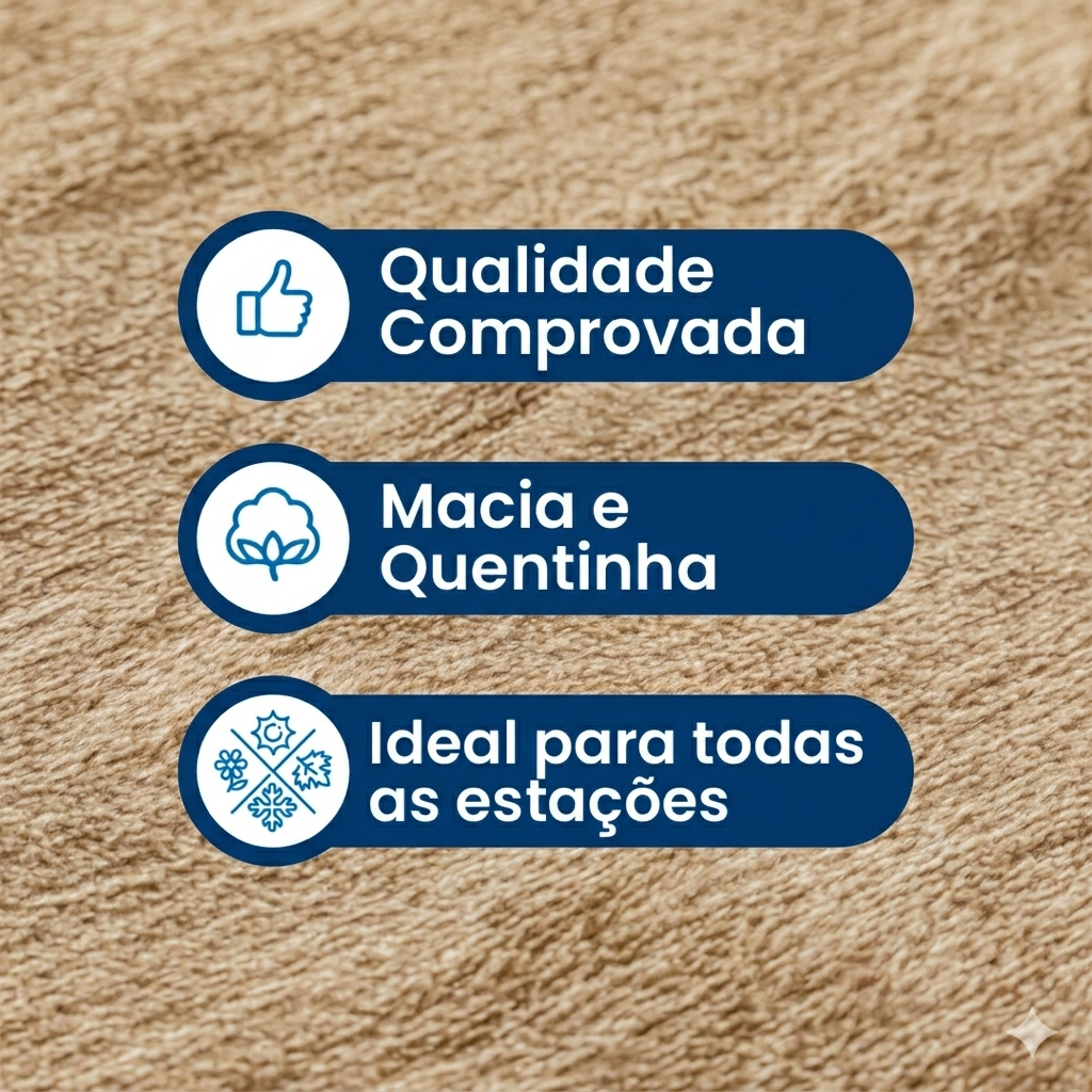 MANTA FLEECE MICROFIBRA SOLTEIRO 1,50m x 2,20m - BEGE