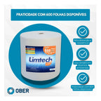 Pano Multiuso Limtech - 33cm X 300m - 600 Folhas - 70g/m² - Branco