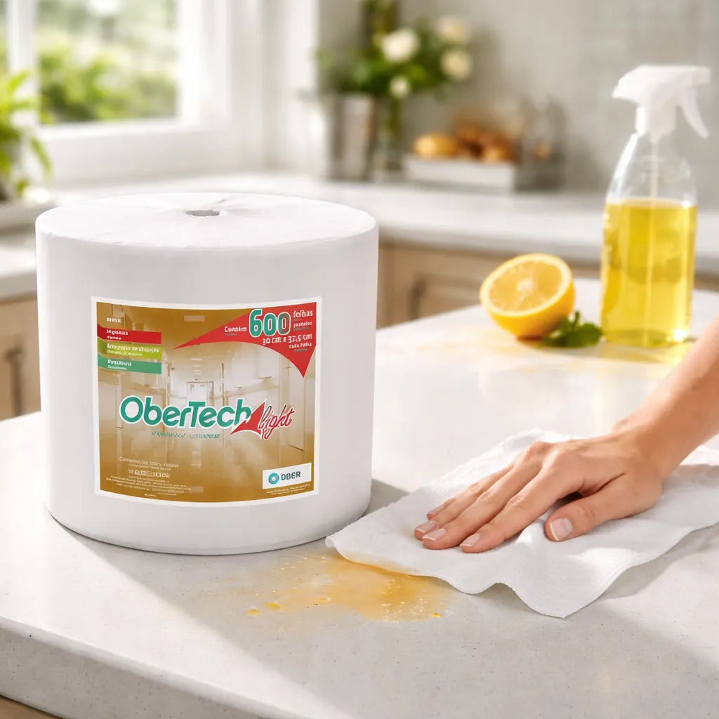 Pano Multiuso Wiper Obertech 30cm X 225m - 50g/m² - 600 Folhas - Branco