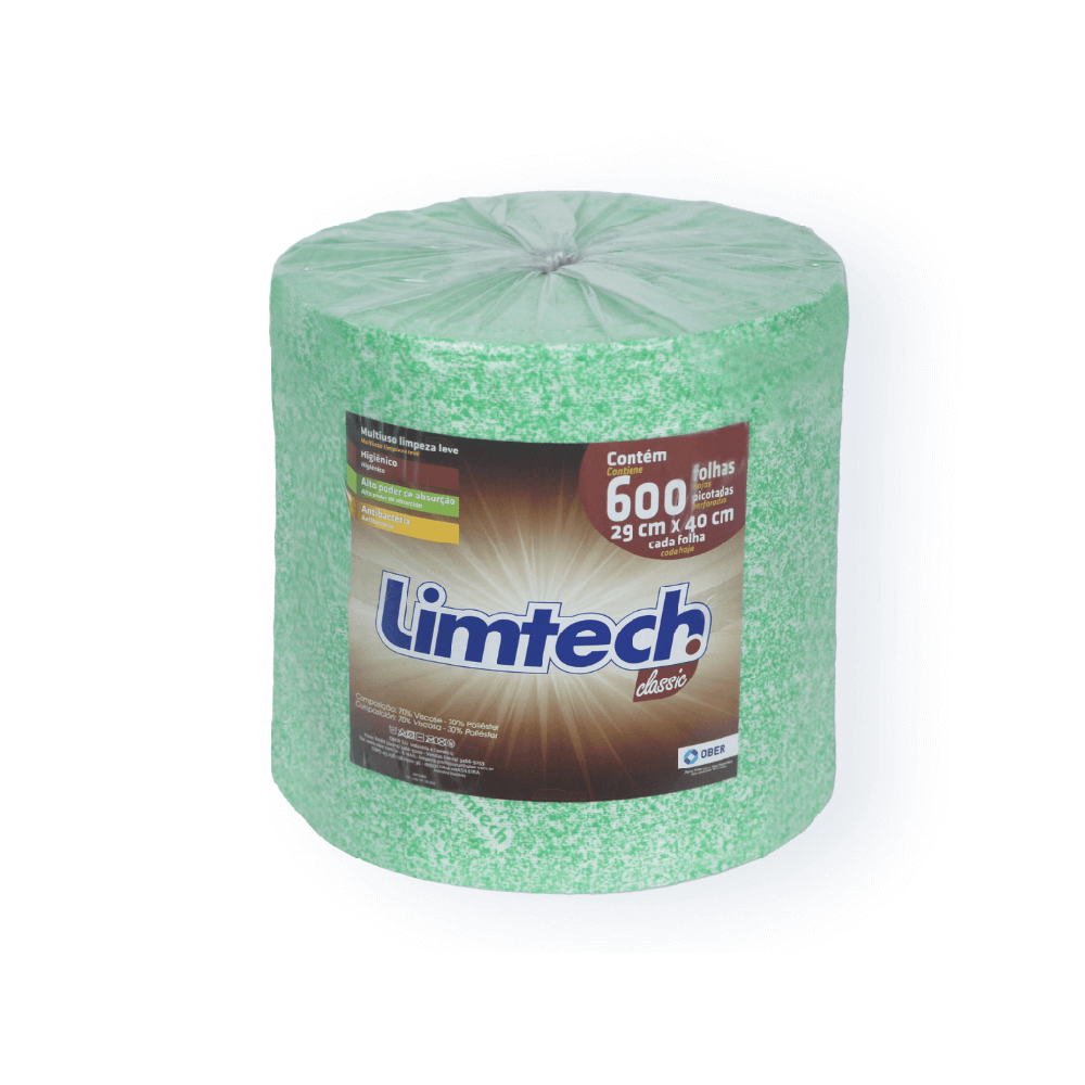 Pano Multiuso Limtech - 29cm X 240m - 600 Folhas - 45g/m² - Verde