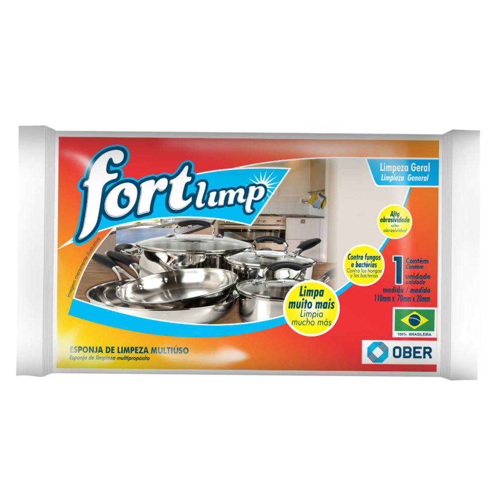 Esponja De Limpeza Multiuso Fortlimp 11cm X 7cm - 1 Unidade