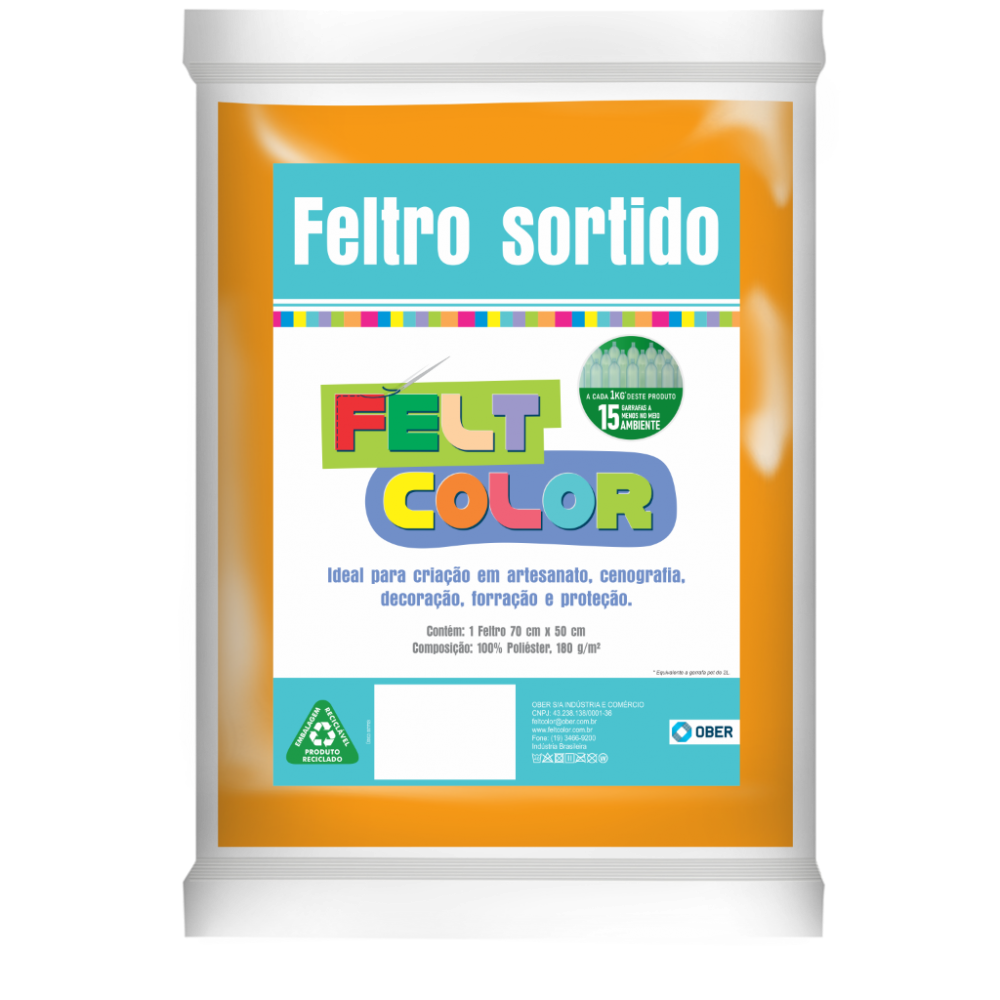 Feltro Feltcolor Liso Amarelo Ouro - 70cm x 50cm