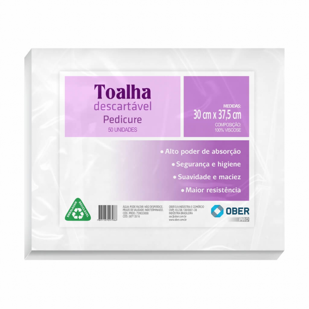 Toalha Descartável Para Pedicure 30cm X 37,5cm - 50 Folhas